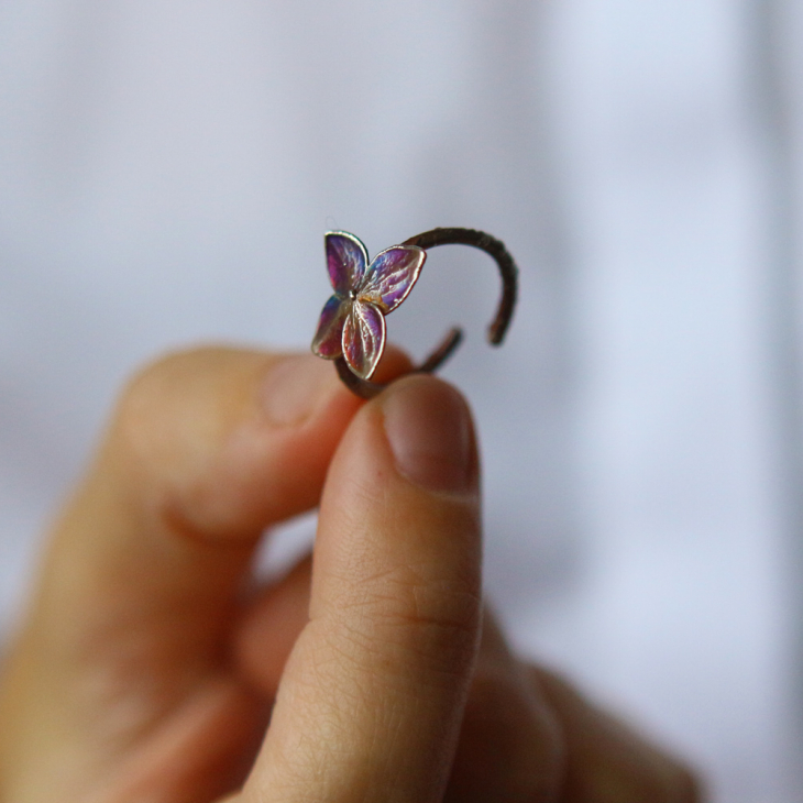 Ring in silver, Hydrangea, фото 2